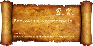 Berkovits Kreszcencia névjegykártya